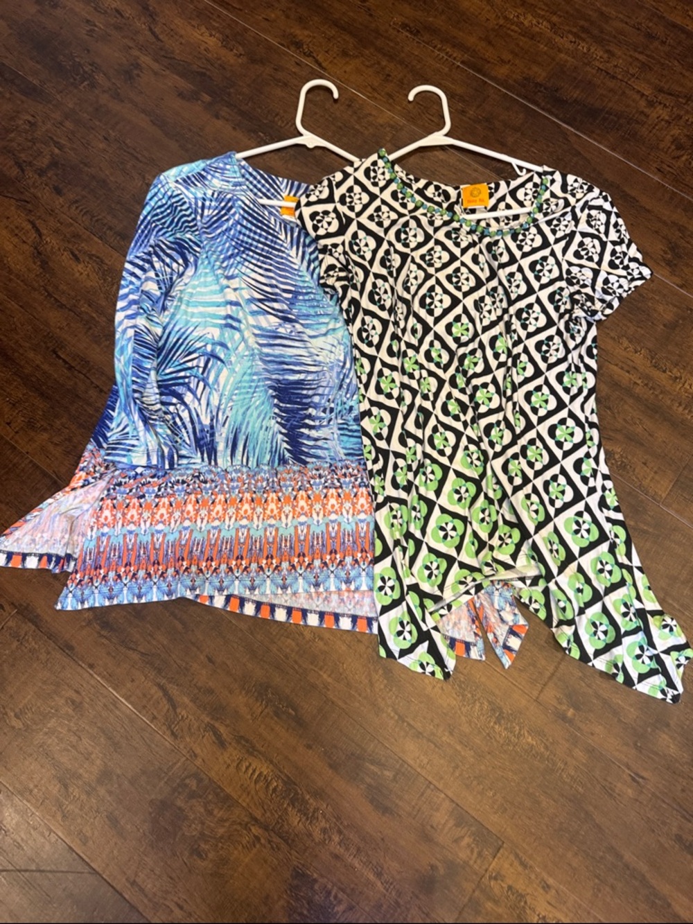 Ruby Rd. Women'sTunics in Blue Multi and Black/Green Geo Petite L and L